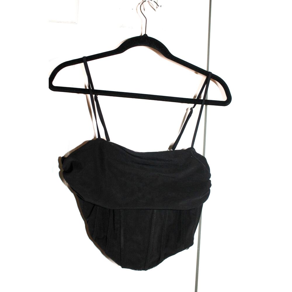 Signature 8 Black Bustier Style Tank Top sz L NEW